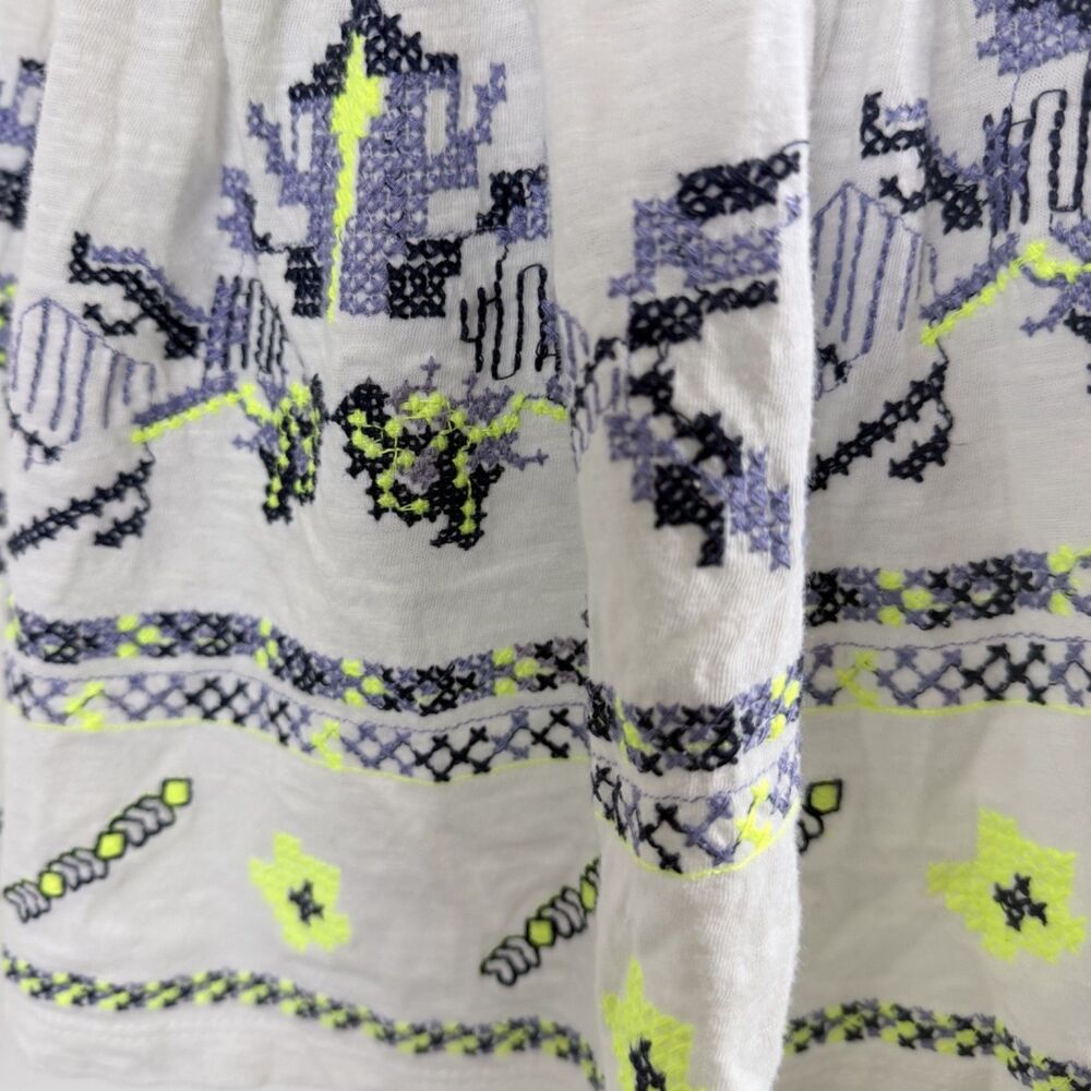 maeve by anthropologie neela embroidered babydoll bohemian white women's tank l - Picture 8 of 10